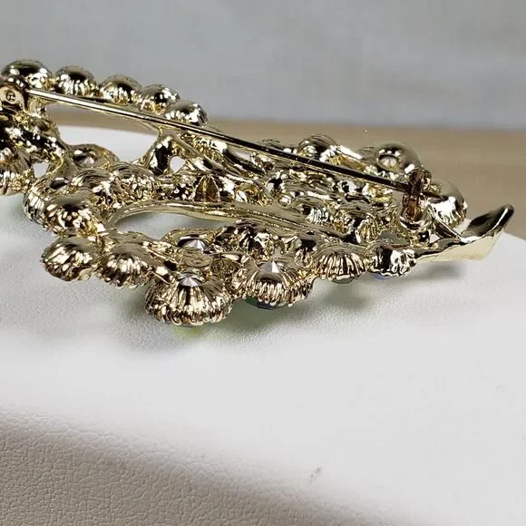 Vintage 1950's Aurora Borealis Iridescent Blues, Greens, Purples Crystal Brooch - Picture 16 of 16